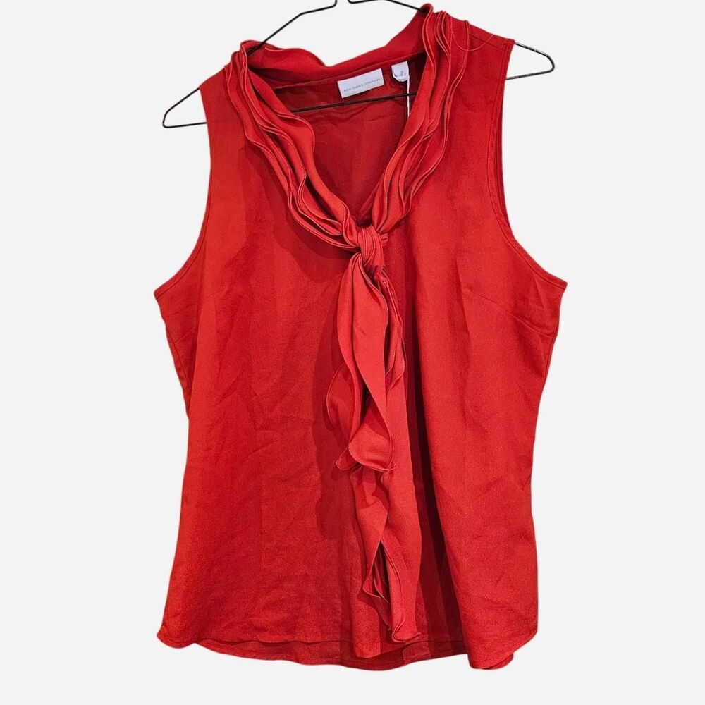 y2k romantic office red neck tie ruffle blouse